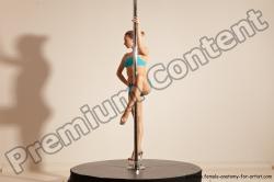 Underwear Gymnastic poses Woman White Moving poses Slim long blond Dynamic poses Academic