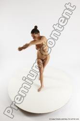 Nude Woman White Slim long brown Dancing Multi angle poses Pinup