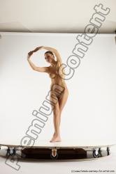 Nude Woman White Slim long brown Dancing Multi angle poses Pinup