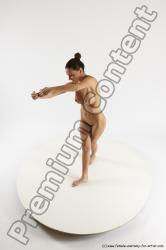 Nude Woman White Slim long brown Dancing Multi angle poses Pinup