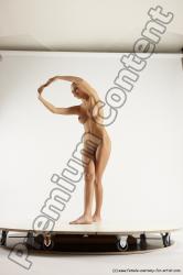 Nude Woman White Slim long brown Dancing Multi angle poses Pinup