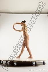 Nude Woman White Slim long brown Dancing Multi angle poses Pinup