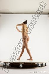 Nude Woman White Slim long brown Dancing Multi angle poses Pinup