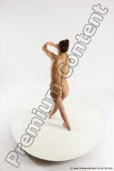 Nude Woman White Slim long brown Dancing Multi angle poses Pinup