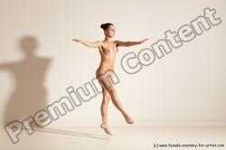 Nude Woman White Slim long black Dancing Dynamic poses Pinup