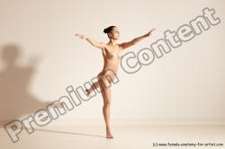 Nude Woman White Slim long black Dancing Dynamic poses Pinup