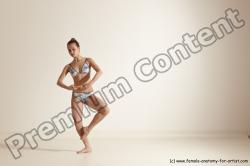 Swimsuit Woman White Slim long brown Dancing Dynamic poses Academic