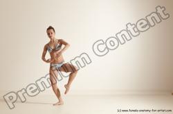 Swimsuit Woman White Slim long brown Dancing Dynamic poses Academic