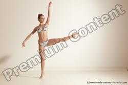 Swimsuit Woman White Slim long brown Dancing Dynamic poses Academic