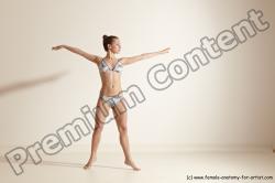 Swimsuit Woman White Slim long brown Dancing Dynamic poses Academic