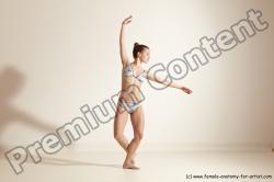 Swimsuit Woman White Slim long brown Dancing Dynamic poses Academic