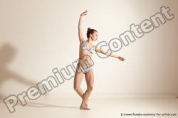 Swimsuit Woman White Slim long brown Dancing Dynamic poses Academic