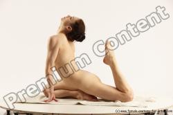 Nude Gymnastic poses Woman White Slim long brown Multi angle poses Pinup