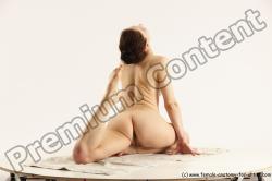 Nude Gymnastic poses Woman White Slim long brown Multi angle poses Pinup