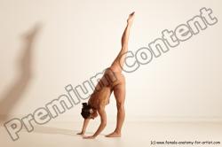 Nude Gymnastic poses Woman White Moving poses Athletic medium brown Dynamic poses Pinup