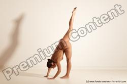 Nude Gymnastic poses Woman White Moving poses Athletic medium brown Dynamic poses Pinup