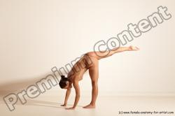 Nude Gymnastic poses Woman White Moving poses Athletic medium brown Dynamic poses Pinup