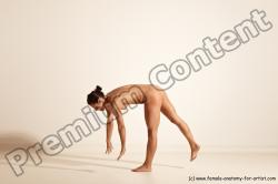 Nude Gymnastic poses Woman White Moving poses Athletic medium brown Dynamic poses Pinup