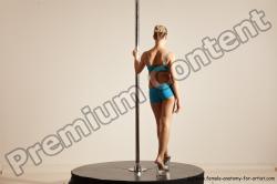 Underwear Gymnastic poses Woman White Moving poses Slim long blond Dynamic poses Academic