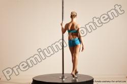 Underwear Gymnastic poses Woman White Moving poses Slim long blond Dynamic poses Academic