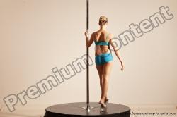 Underwear Gymnastic poses Woman White Moving poses Slim long blond Dynamic poses Academic