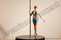 Underwear Gymnastic poses Woman White Moving poses Slim long blond Dynamic poses Academic