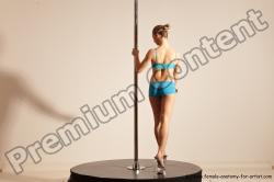 Underwear Gymnastic poses Woman White Moving poses Slim long blond Dynamic poses Academic