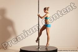 Underwear Gymnastic poses Woman White Moving poses Slim long blond Dynamic poses Academic