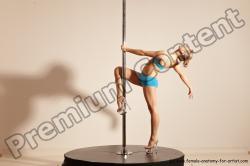 Underwear Gymnastic poses Woman White Moving poses Slim long blond Dynamic poses Academic