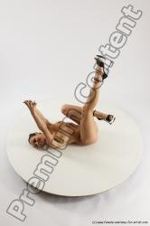 Nude Woman White Laying poses - ALL Slim Laying poses - on back long brown Multi angle poses Pinup