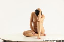 Nude Woman White Sitting poses - ALL Slim long brown Sitting poses - simple Multi angle poses Pinup