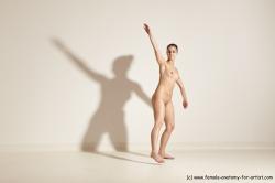 Nude Gymnastic poses Woman White Slim long brown Dancing Dynamic poses Pinup