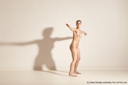 Nude Gymnastic poses Woman White Slim long brown Dancing Dynamic poses Pinup