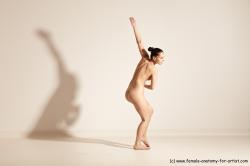 Nude Gymnastic poses Woman White Slim long brown Dancing Dynamic poses Pinup