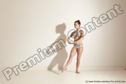 Swimsuit Woman White Slim long brown Dancing Dynamic poses Academic