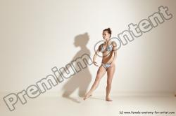 Swimsuit Woman White Slim long brown Dancing Dynamic poses Academic