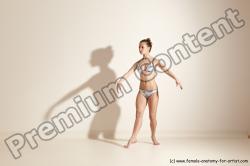 Swimsuit Woman White Slim long brown Dancing Dynamic poses Academic