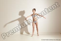 Swimsuit Woman White Slim long brown Dancing Dynamic poses Academic