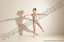 Swimsuit Woman White Slim long brown Dancing Dynamic poses Academic