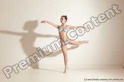 Swimsuit Woman White Slim long brown Dancing Dynamic poses Academic