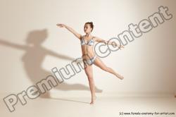 Swimsuit Woman White Slim long brown Dancing Dynamic poses Academic