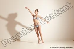 Swimsuit Woman White Slim long brown Dancing Dynamic poses Academic