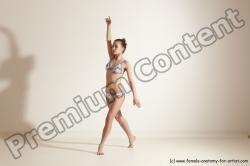 Swimsuit Woman White Slim long brown Dancing Dynamic poses Academic