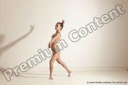 Swimsuit Woman White Slim long brown Dancing Dynamic poses Academic