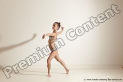 Swimsuit Woman White Slim long brown Dancing Dynamic poses Academic