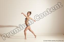 Swimsuit Woman White Slim long brown Dancing Dynamic poses Academic