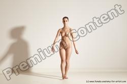 Nude Gymnastic poses Woman White Slim long brown Dancing Dynamic poses Pinup