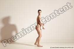 Nude Gymnastic poses Woman White Slim long brown Dancing Dynamic poses Pinup