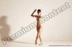 Nude Gymnastic poses Woman White Slim long brown Dancing Dynamic poses Pinup