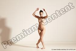 Nude Gymnastic poses Woman White Slim long brown Dancing Dynamic poses Pinup